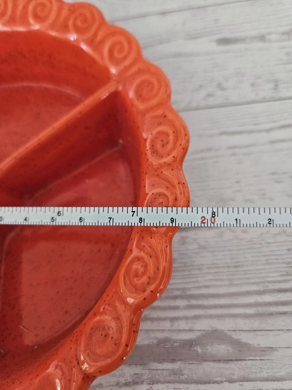 Vintage MCM California Pottery 267 Orange Speckled Divided Serving Dish